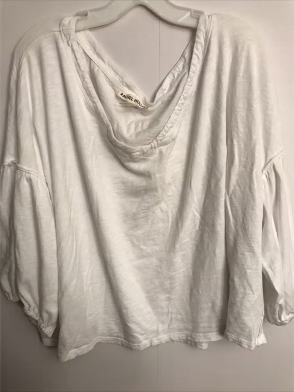 Rachel Hollis XL white oversized balloon sleeves crop top